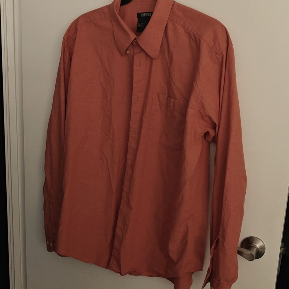 America Orange 16 1/2 Cotton Dress Shirt